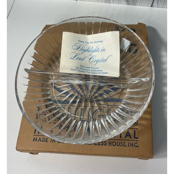 Vintage Princess House Highlights Lead Crystal Serving Dish # 870 - with Box - Picture 3 of 7